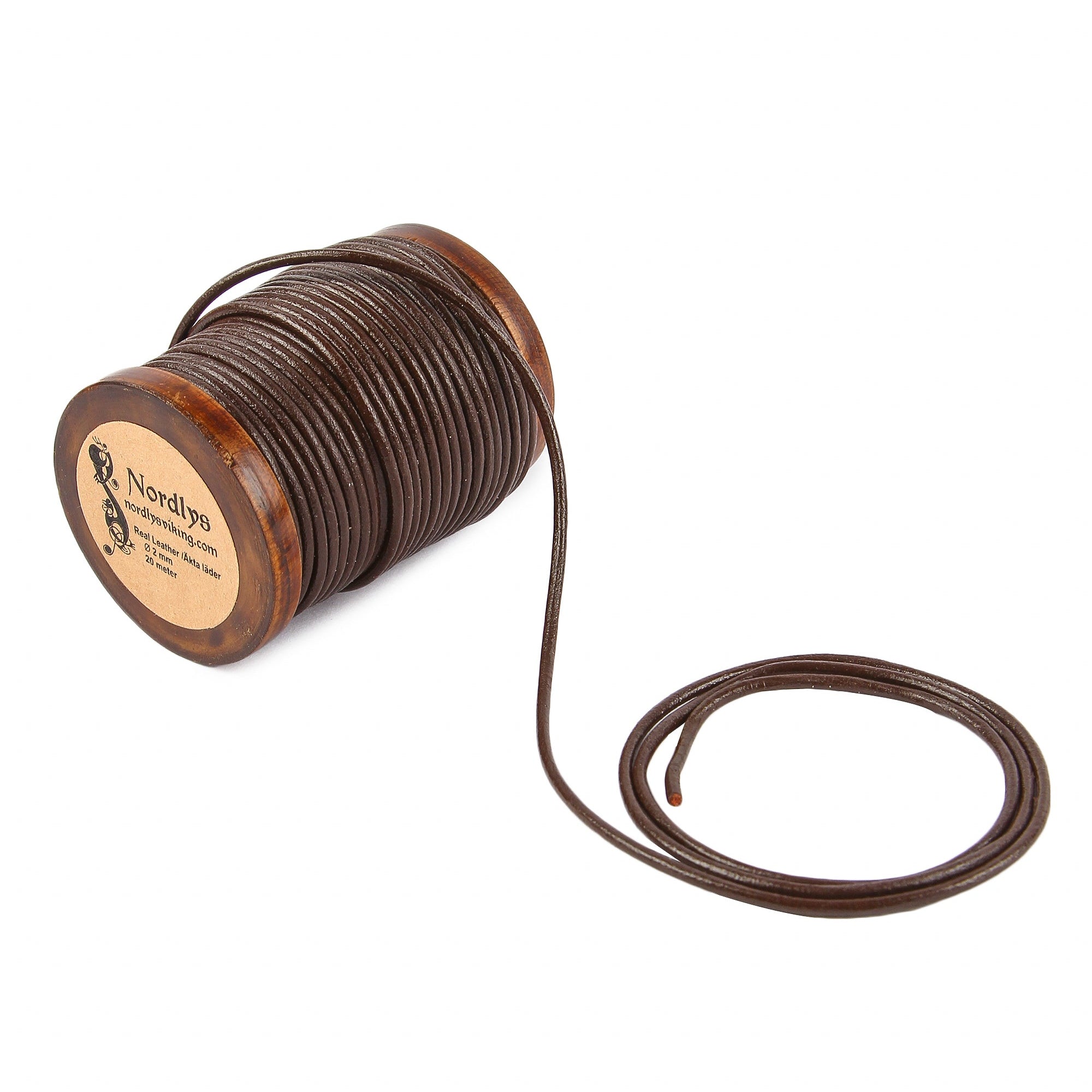 Läderband brun, 2mm, 20m