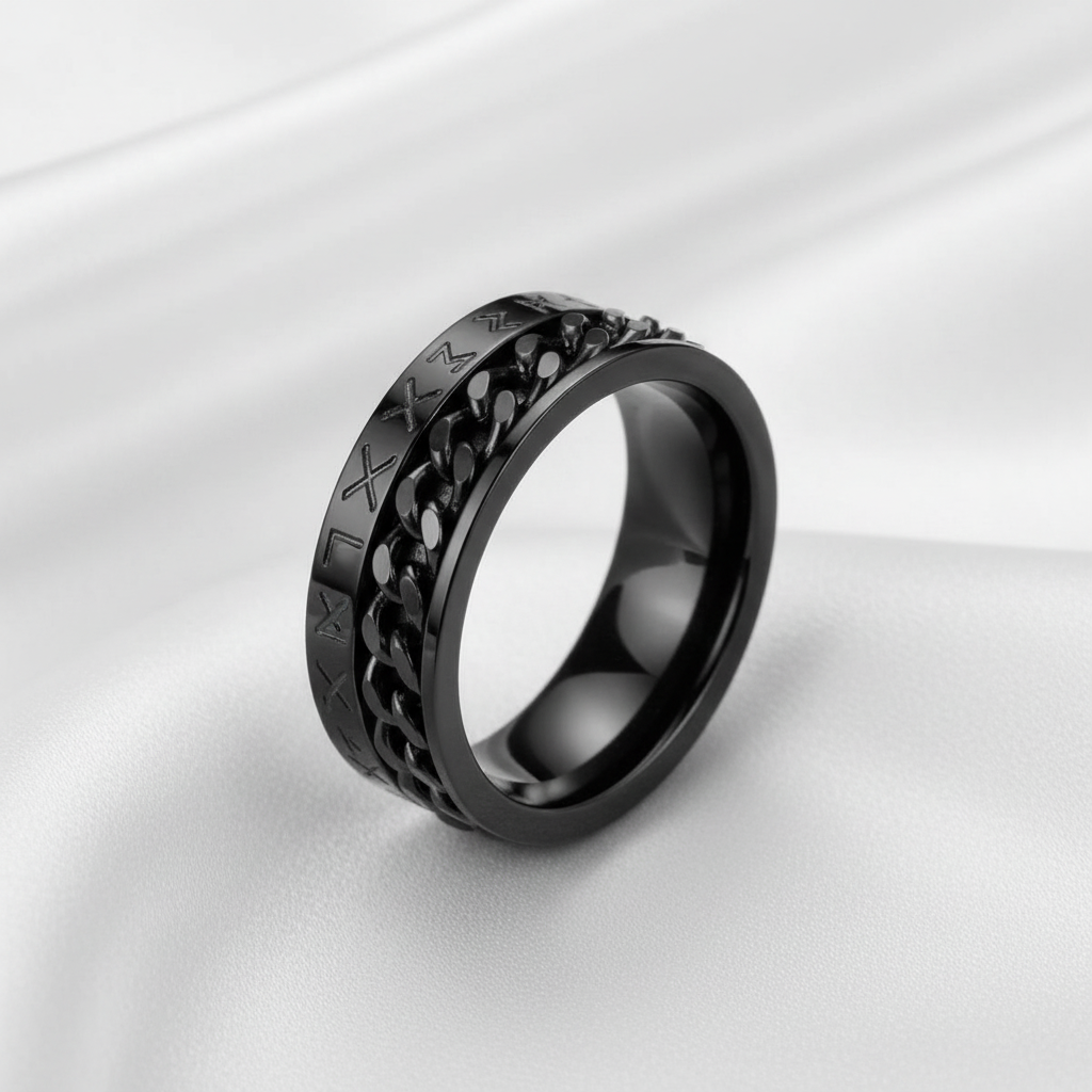 Kedjering med exakta runor på vit silkesbakgrund