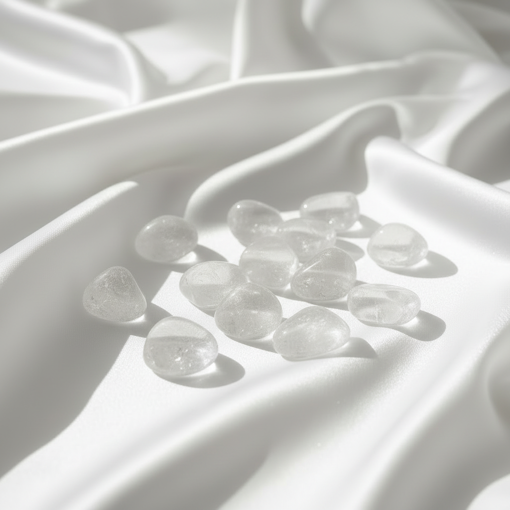 Klarkvarts stenar med maximal lyster och luftig komposition