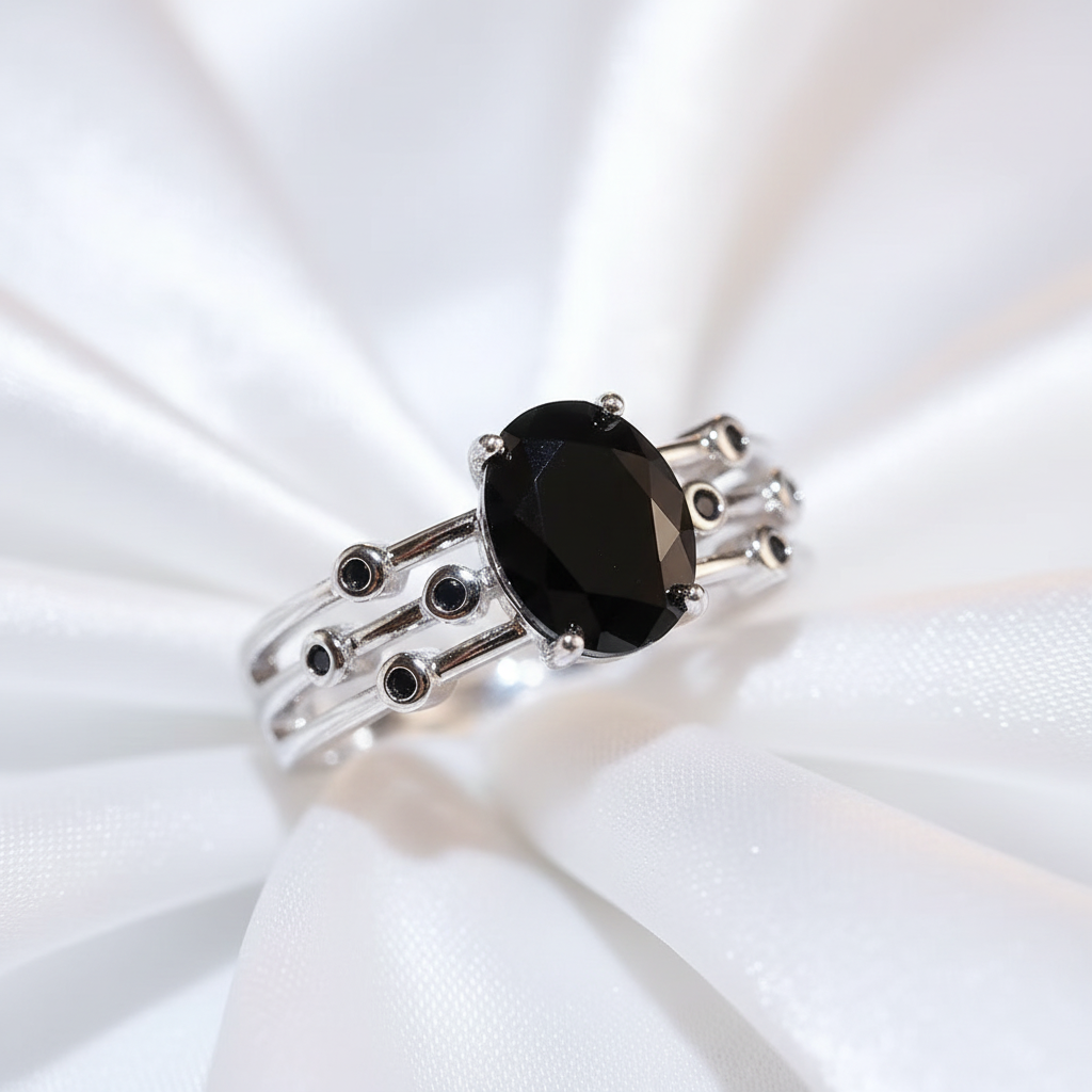 Ring med svart sten