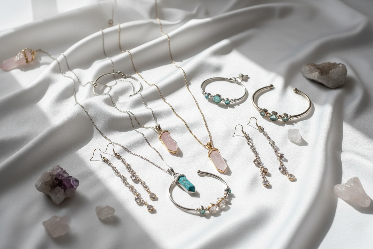 Smycken i Halvädelsten och kristall