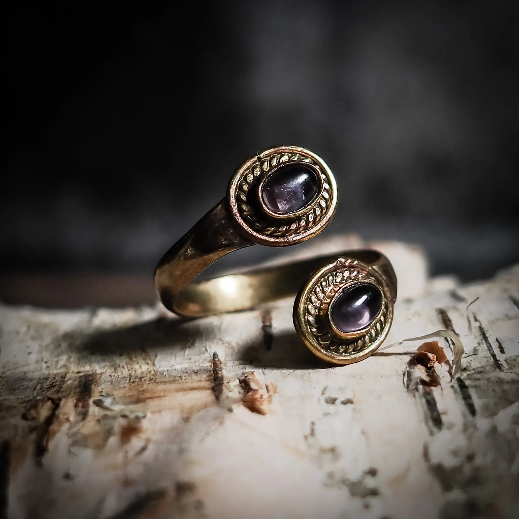 Spiralring med Ametister