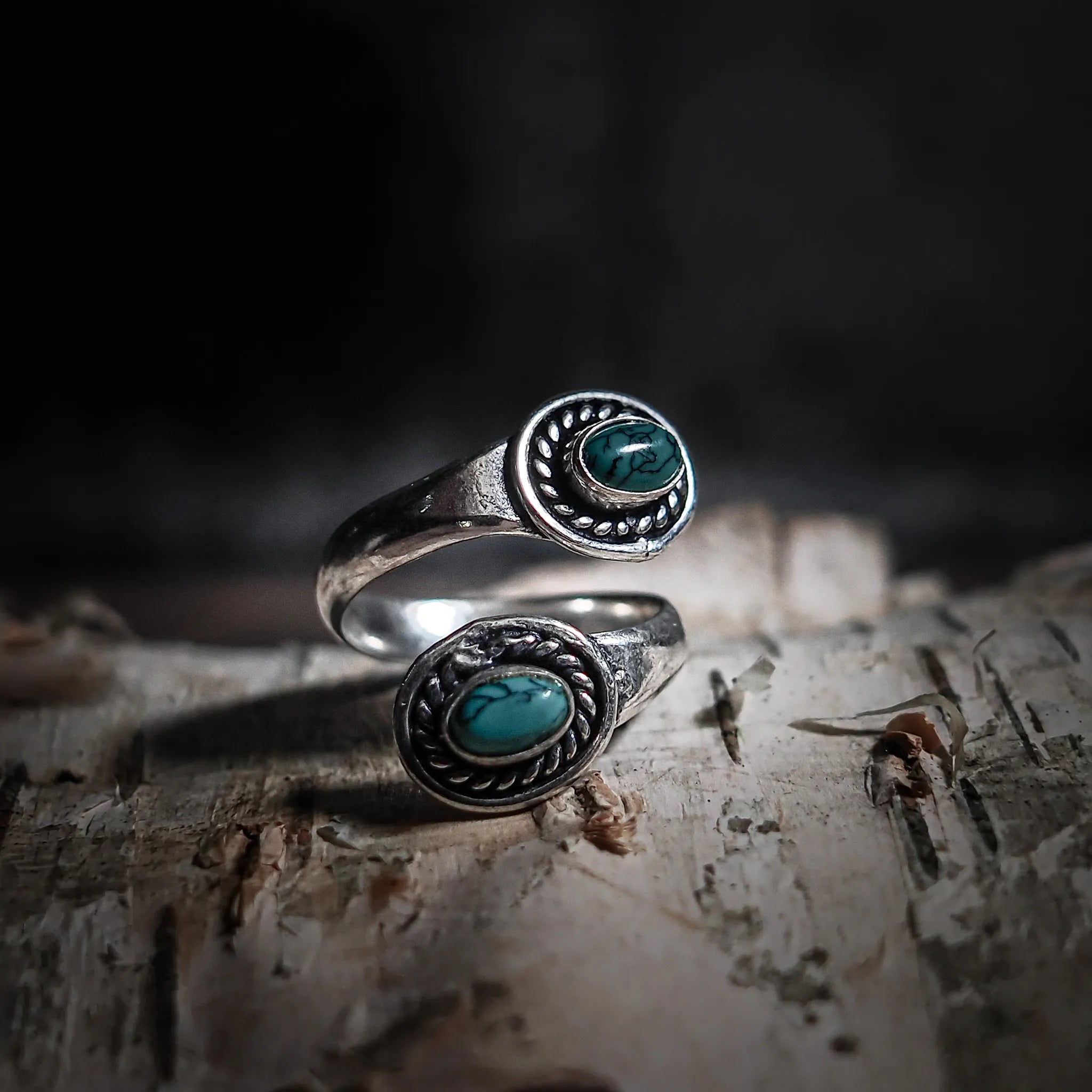 Spiralring med turkis