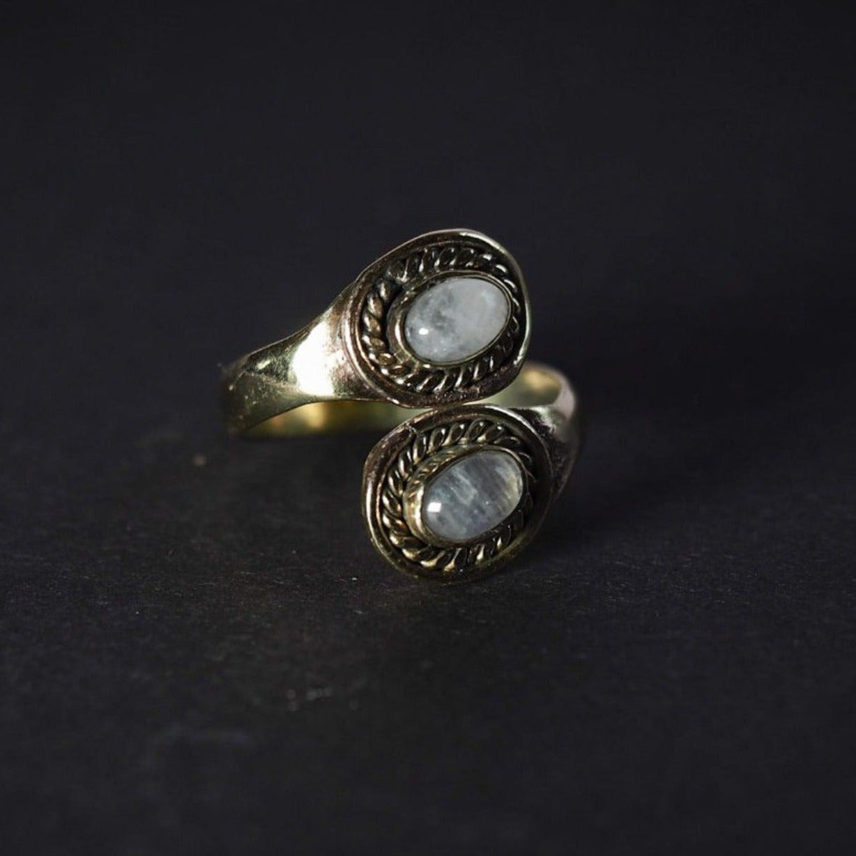 Spiral Ring with Moonstones