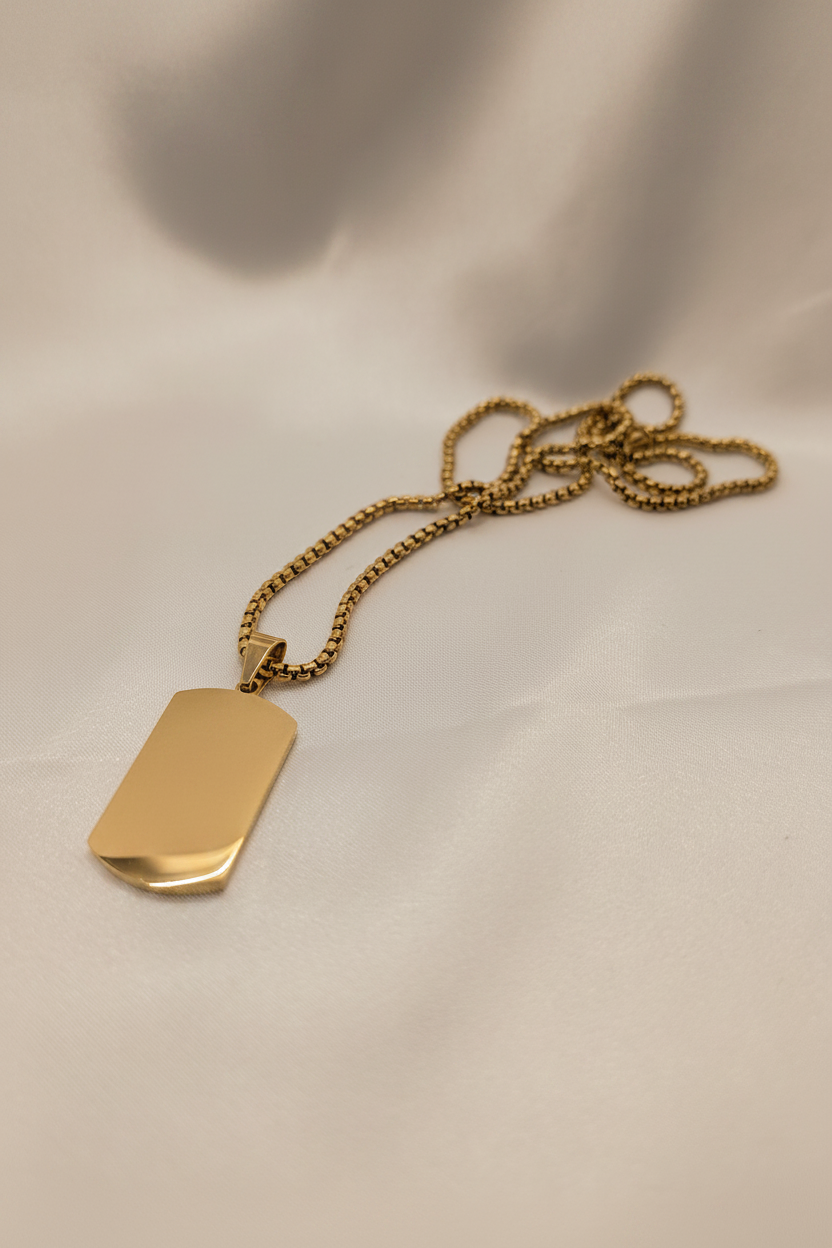 Elegant gold dog tag necklace