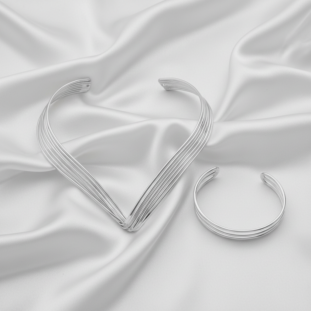 Elegant silver wire jewelry set