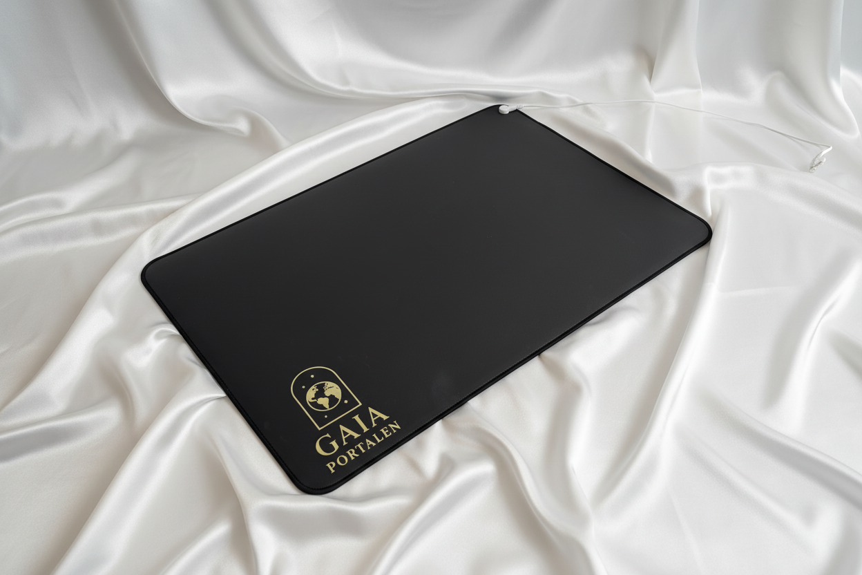 Jordningsmatta på vit silkesbakgrund